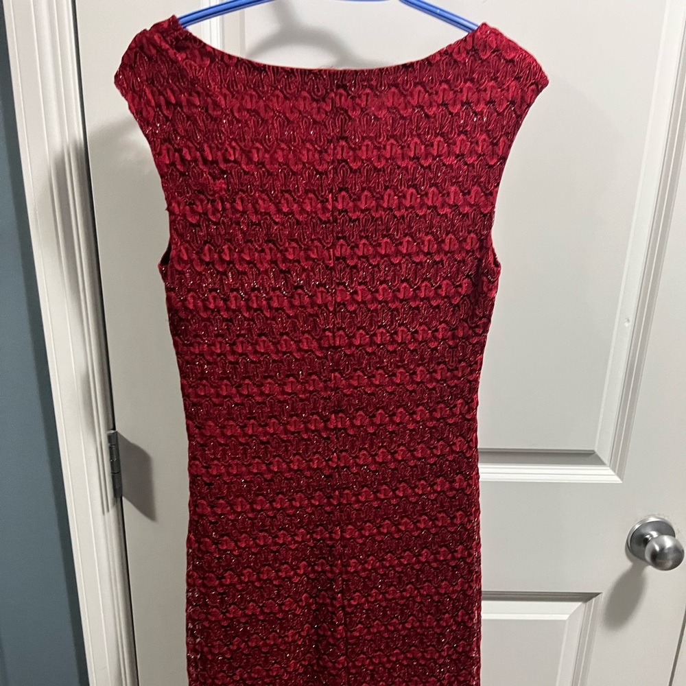 Ladies calf length red lace dress